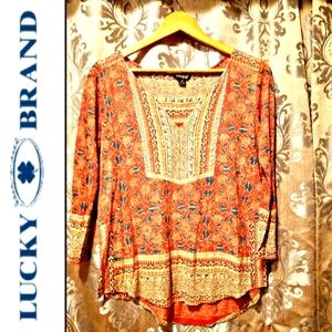 Lucky Brand Boho V-neck Blouse Size Medium